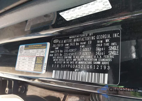 2020 Kia Sorento 3.3L Lx from USA, damaged, VIN 5XYPGDA52LG612193